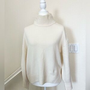 Gap CashSoft MockNeck Cream Sweater Cotton Blend Oversized Small Perfect Cond